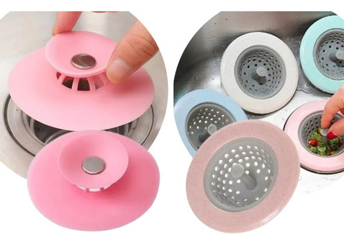 Imagen 1 de 9 de Tapón + Filtro Silicona Bañera Drenaje Flexible Baño Bacha