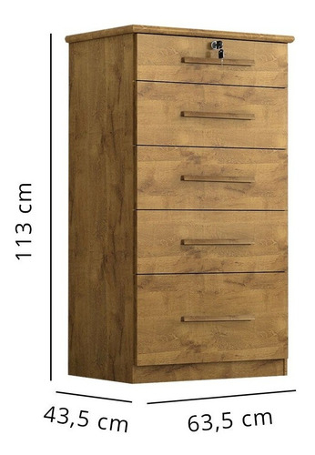 Cômoda Lara 5 Gavetas Castanho