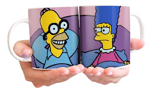 Taza Cerámica Simpsons Homero Marge Cuéntamelo Todo Anteojos