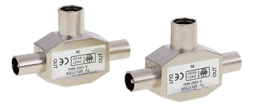 2 Piezas Tv Metal Divisor De Señal 1 A 2