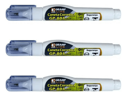 Kit Com 3un - Caneta Corretiva 10ml Gp-801 Gramp Line