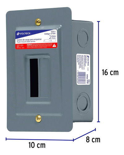 Centro De Carga Empotrable, 2 Polos, Volteck 47194