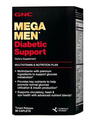 Multivitamínico Gnc Mega Men Diabetes Support 90 cápsulas Sabor Sem Sabor
