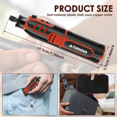 Inalámbricos Mini Mototool Taladro Esmeril Pulidor LED Digital Toque 6 marchas Tipo C 4.2v 22000rpm Herramienta Rotativa Multiusos Para Lijar, Pulir, Grabar Y Otros Proyectos Artesanales Y Creaciones