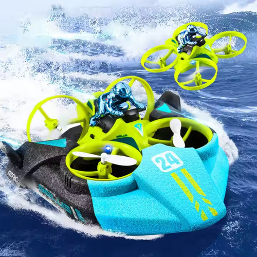 Drone Infantil De Controle Remoto 3 Em 1 Agua, Terra E Ar Cor Verde