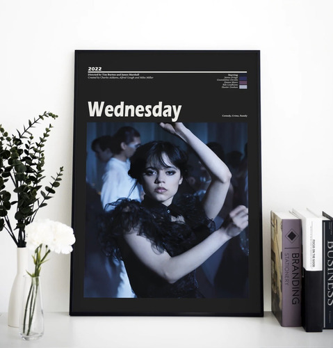 Merlina Wednesday Addams Baile Dancing Poster Cuadro Madera