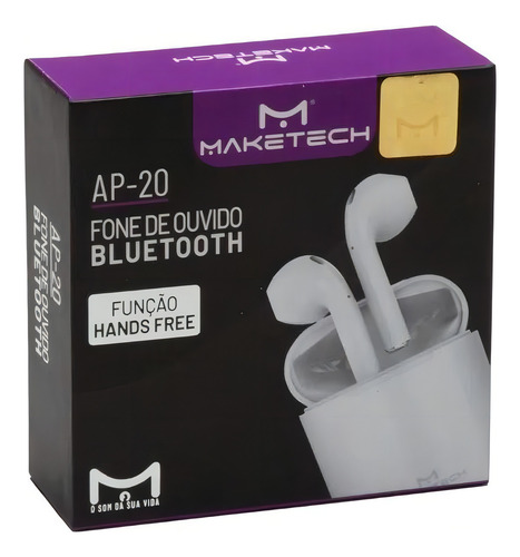 Fone De Ouvido Bluetooth 5.0 Pods Ap-20 Branco Maketech