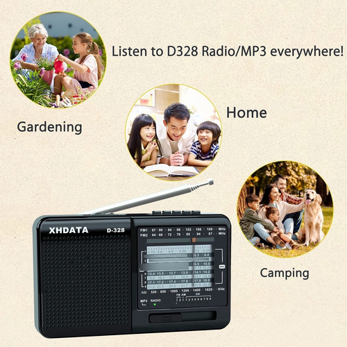 Radio Portátil Multibanda Am Fm D-328 Con Reproductor Mp3