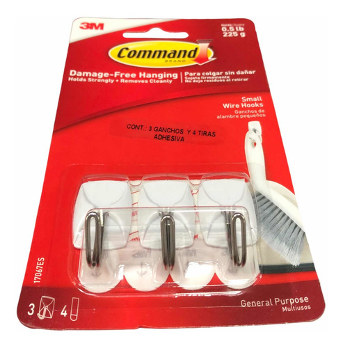 Set 3x Ganchos De Alambre 3m Command Para Colgar Utensilios