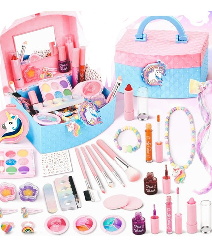 Kit De Maquillaje Real Para Uso En Niñas. Lavable Y No Tóxic