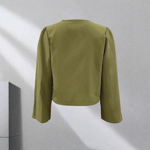 Elegante Camisa De Mujer Con Cuello En V Y Manga Larga