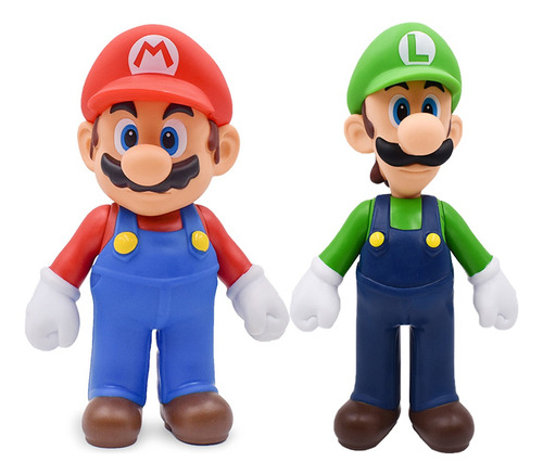 Pack 2 Figuras Mario Y Luigi 14cm - 13cm Calidad Pvc