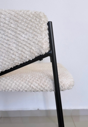 Silla De Comedor Vivaldi Moderna Boucle Felpa Borreguito Estructura de la silla Negro Asiento Beige