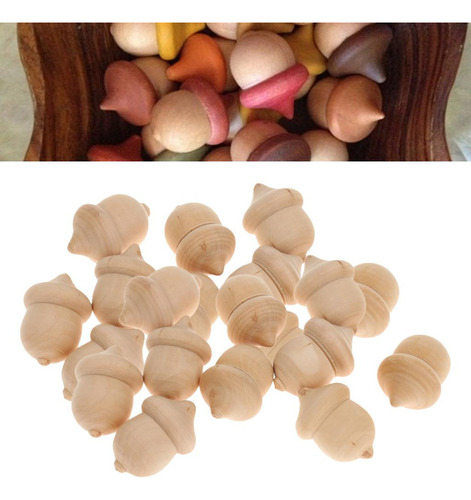 50 Piezas De Bellotas De Madera En Blanco Sin Terminar Para