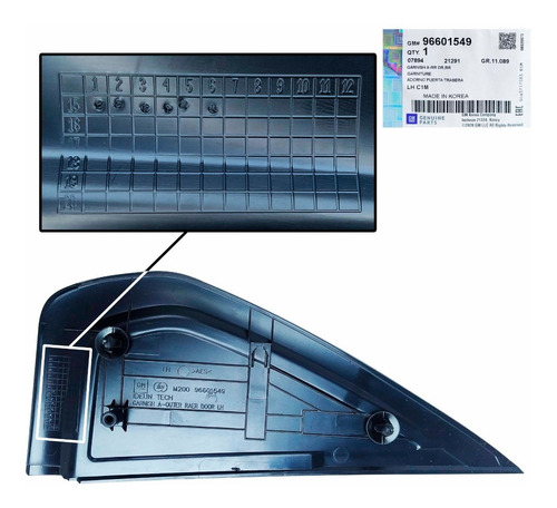 Imagen 8 de 10 de Tapa Externa Puerta Trasera Izquierda Spark 2012 2013 2014