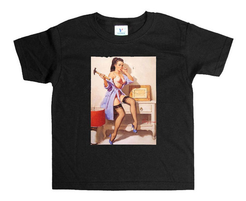 Remera Negra Niños Pinup R13