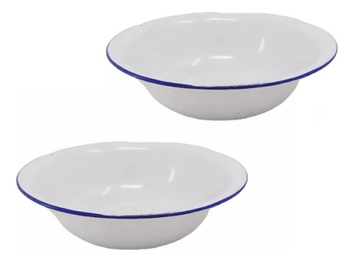 Bowl Ensaladera Enlozado Vintage Blanco 26cm Oferta Set X6 