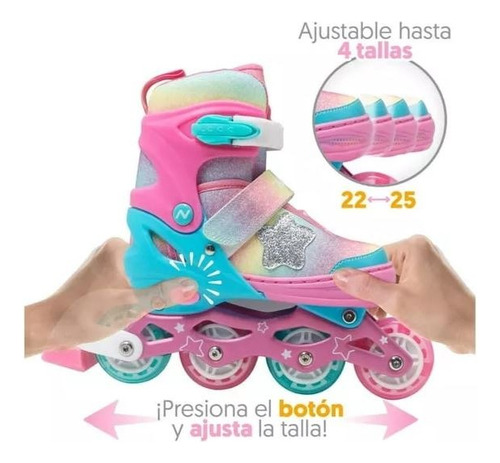 Patines En Linea Next Pro Con Luz Led. Ajustables 22-25