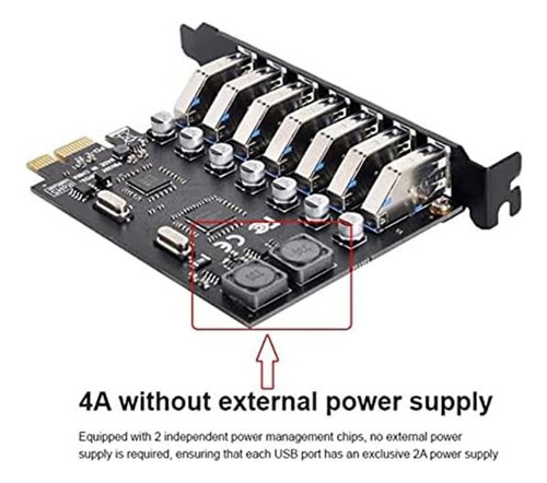 Expansión Cablecc Pci-e A Usb 3.0 Hub Pci Express De 7 Puert