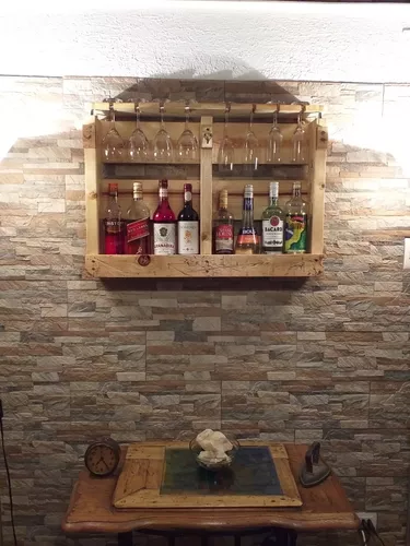 Mini Bar Fabricado En Formal Artesanal Con Madera De Pallet
