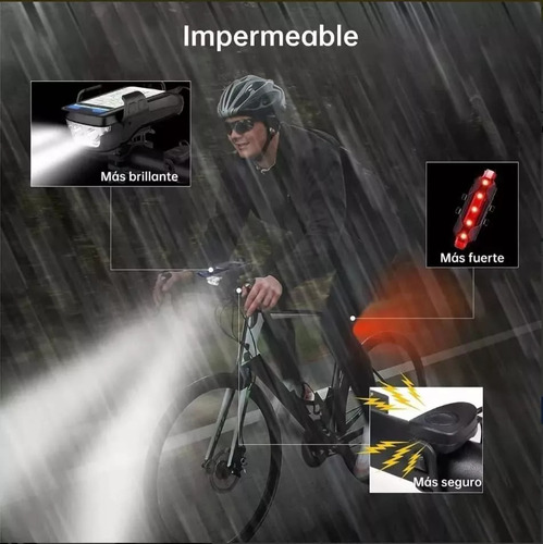 L Lámpara Solar Led Para Bicicleta, 6000 Lm, Batería