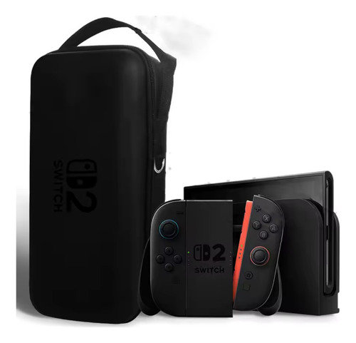 Funda Protectora Alta Calidad Nintendo Switch 2 2025 Case Gran Estuche De Transporte Negro