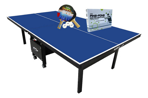 Mesa Ping Pong 1084 Klopf + Kit Completo 5094 Cor Azul
