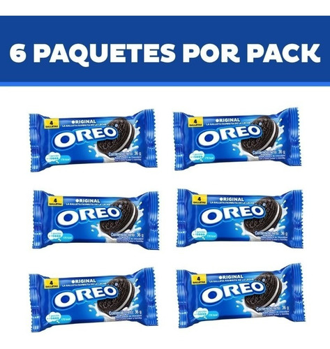 Imagen 2 de 5 de Oreo Galletas De Chocolate Rellena Sabor Vainilla 6 X 36 Gr