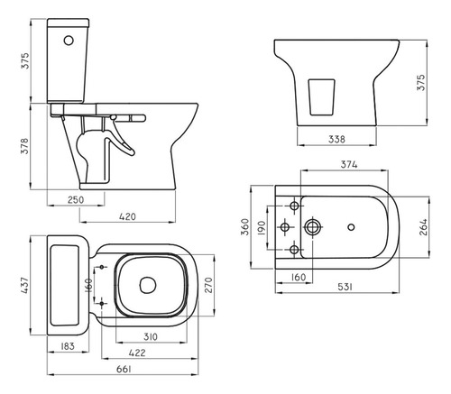 Imagen 7 de 10 de Combo Baño Sanitarios Loza Griferia Ibiza Metal Cromo Lever