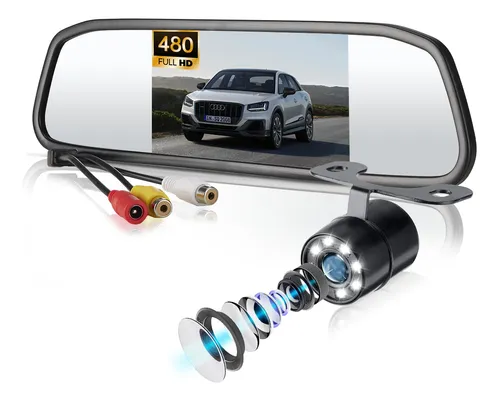 Câmera De Ré Automotiva Carro 8 Leds Hd Tela Retrovisor Lcd