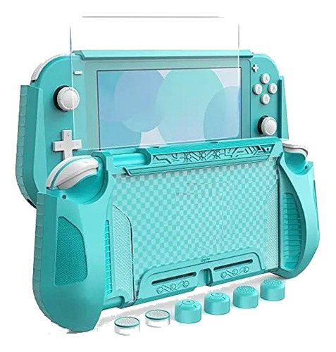 Funda Pro + Mica Vidrio Templado +grips Nintendo Switch Lite