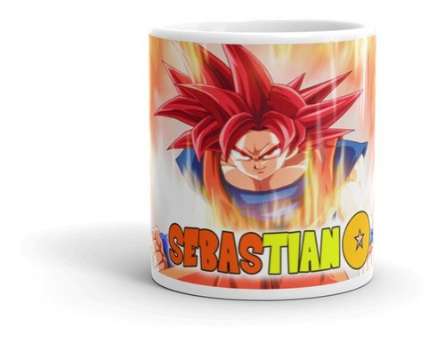 Mug Goku Super Saiyan Dios Personalizado Con Nombre