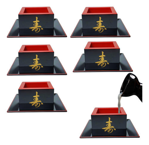 Jogo 6 Copos Sake Saque Massu Grande Copo Japonês 150ml Kit Cor Copo Sakê Preto
