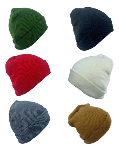 Pack X6 Gorro De Lana Liso Invierno Clasico Rocky Hw-072