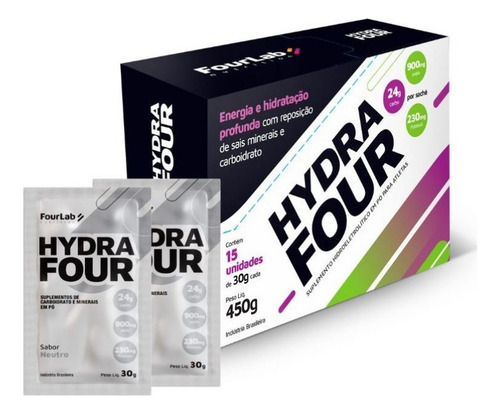 Hydrafour 30g Repositor Eletrólitos Fourlab (cx 15 Sachês) Sabor Neutro