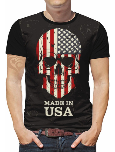 Camiseta De Caveira Rock Moto Masculina Adulto Roupas Eua