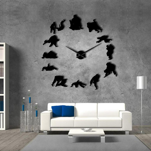 Reloj De Pared Moderno 3d Números Letras Diy 3d Negro