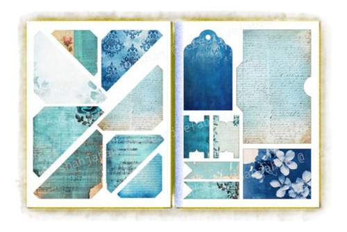 Kit Digital Cuaderno Diario Junk Journal Azul 117164774