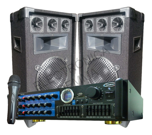 Combo Consola Potenciada Usb/bt + Bafles 12 + Micorofono
