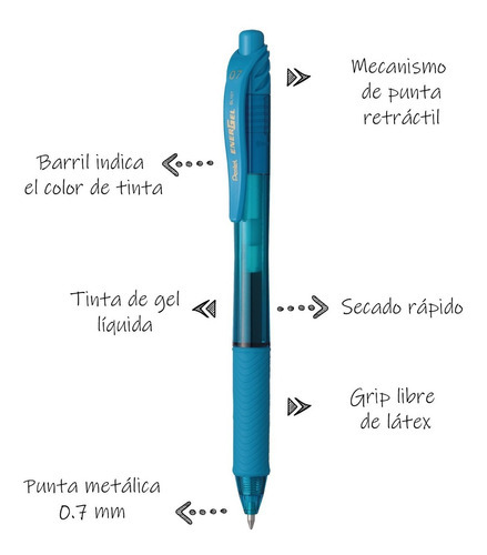 Dúo Bolígrafo 0.7 Y Portaminas 0.5mm Pentel Energelx Blpl105 Color de la tinta Azul cielo