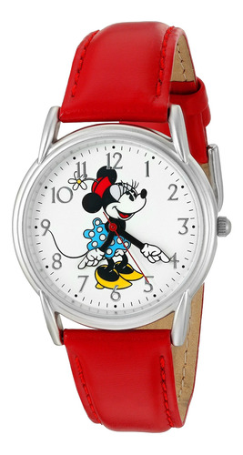 Reloj Mujer Disney W002768 Cuarzo Pulso Rojo En Cuero