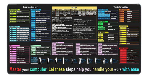 Almofada De Computador Com Atalhos Mouse De Mouse 30x80x03cm