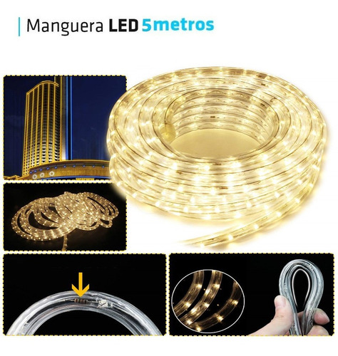 Manguera Led Flexible 5 Metros Colores Navidad Premium
