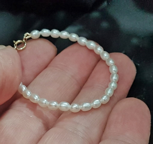 Imagem 6 de 7 de Pedras - Pulseira Infantil Pérolas E Fecho De Ouro Cód278p30