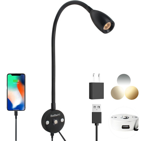 Lámpara De Lectura Led Usb Con Cuello De Cisne Flexible