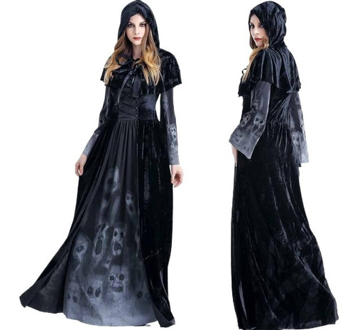 Vestido Mujer Cosplay Halloween, Diablo Negro, Vestido Bruja