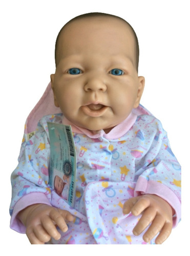 Imagen 10 de 10 de Bebote Real Bebe Reborn 53 Cm Bebote Con Chupete Osito Manta