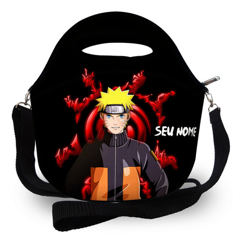 Lancheira Tèrmica Neoprene Naruto Personalizada C/ Nome