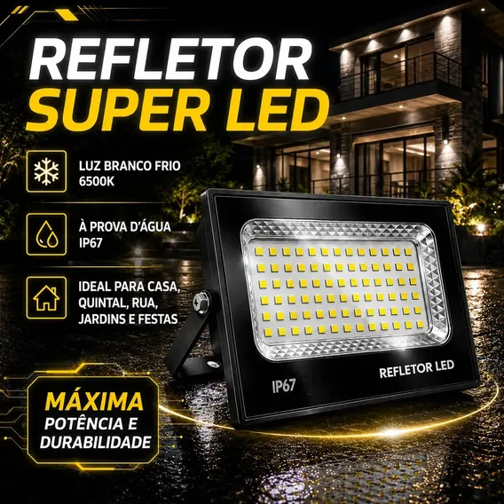 Refletor 400w Com Sensor De Presença E Fotocélula Holofote Carcaça Preta Luz Branco Frio