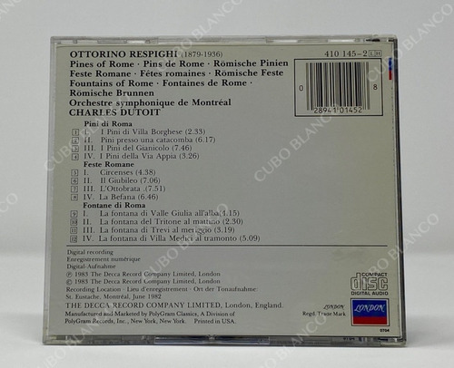 Respighi - Pines Of Rome Fountains Of Rome Feste Romane Cd (Usado)